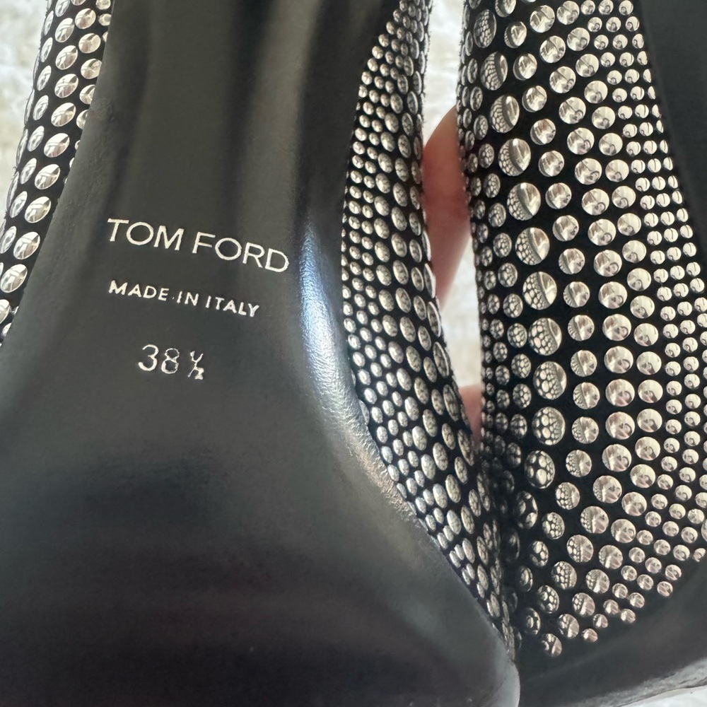Tom Ford Black Silver Studded Pumps 4.25inch heels sz 38.5 (8 US) - Picture 6 of 7